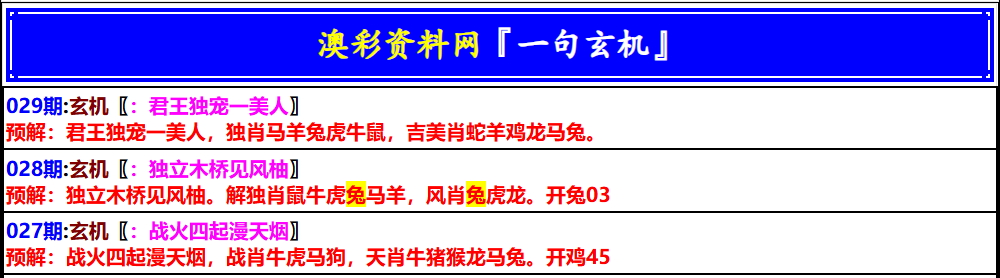 029期澳门一句玄机[图]